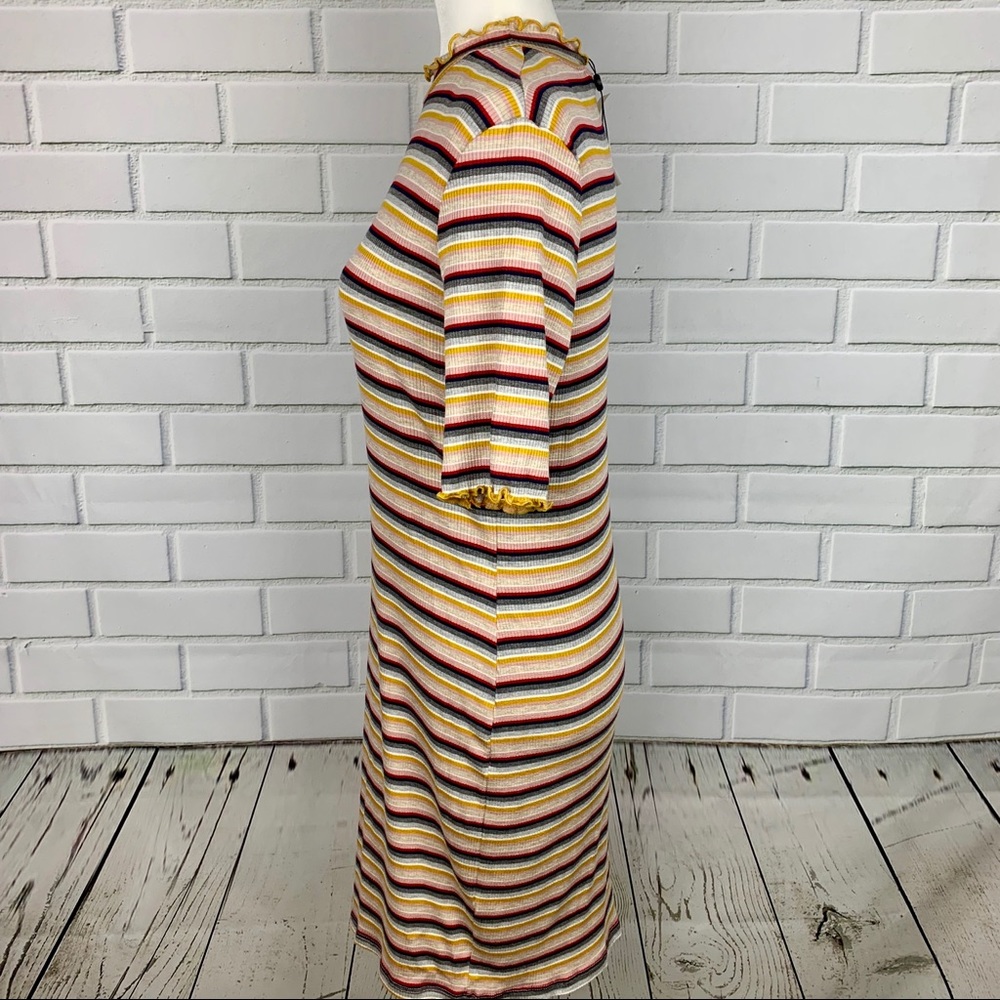 🔥SOCIALITE🔥STRIPED BODYCON DRESS MOCK-NECK SMALL NWT - Picture 3 of 4